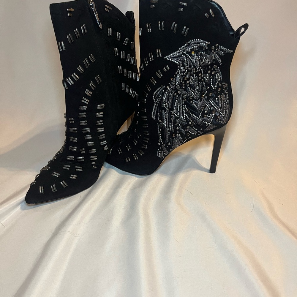 Sam Edelman Black Beaded Women's Melina Ankle Boots 8.5 - Picture 3 of 7